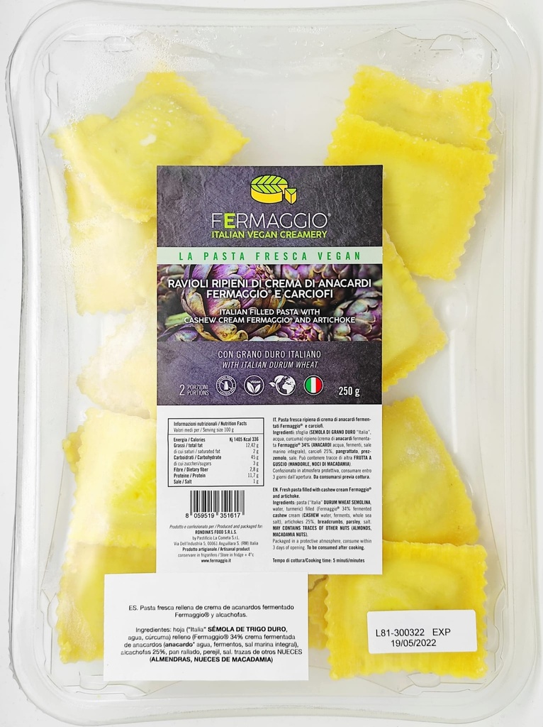 FERMAGGIO Ravioli Alcachofa 250g