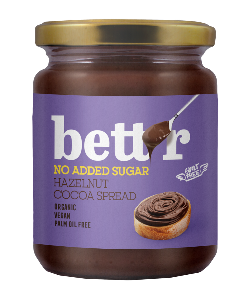 BETT'R Crema de avellana y cacao sin azúcar BIO 250g