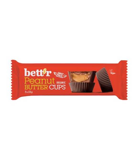 BETT´R Nut Butter Cups praline Cacahuete 3 x 13g BIO