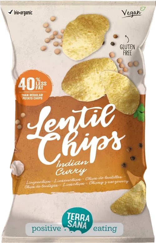 TERRASANA Chips de lentejas al curry 75g