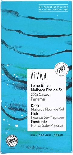 VIVANI Chocolate Negro 75% con Sal Marina 80g